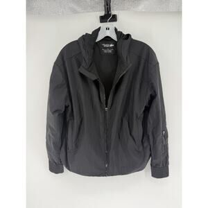 Lacoste Sport Womens Light Zippered Tennis Jacket Windbreaker Hood Black Size 40